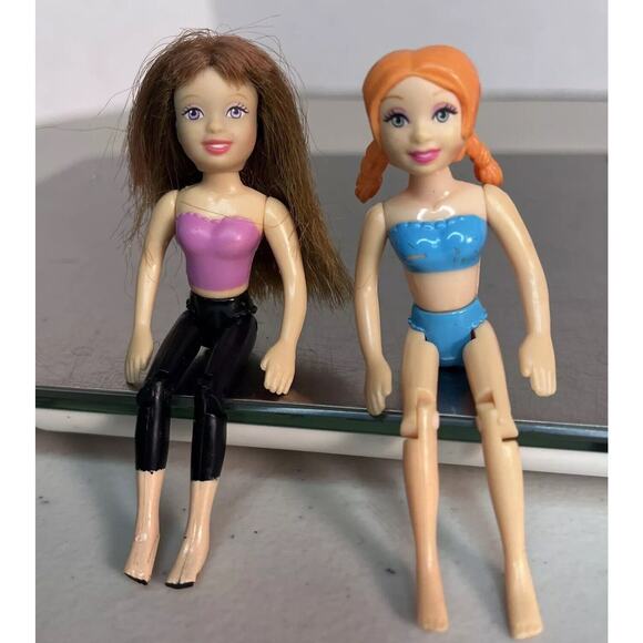 Mattel Dolls Polly Pocket Dolls 2 Articulated Posable Figures Real Rooted Hair - Picture 1 of 6